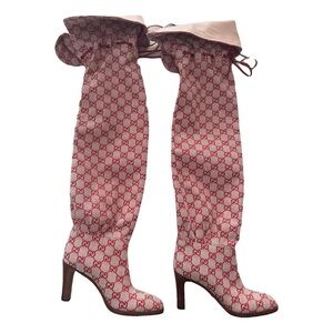 Red Gucci Over the Knee Boots